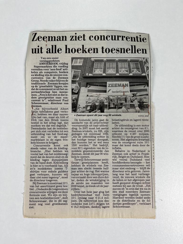 Concurrentie Zeeman groeit