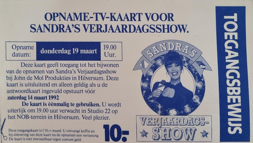 Toegangsbewijs Sandra's verjaardagshow